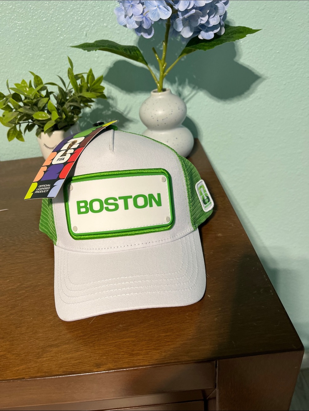 Boston Trucker Hat - White and Green